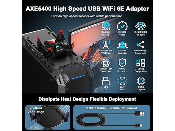 NEWFAST WiFi 6E USB Adapter | AXE5400
