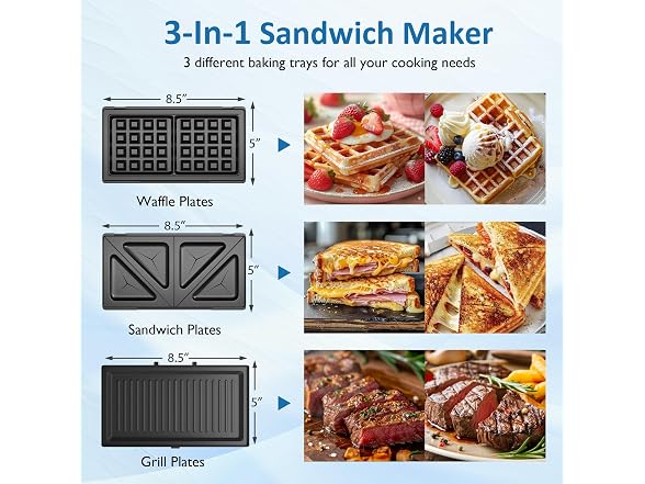 SUNVIVIPRO Sandwich Maker Panini Press Grill, 3 in 1 