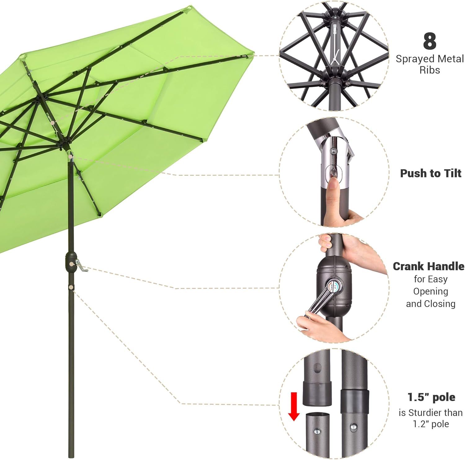 Yescom Umbrella 9 Ft Patio - Gallery 13