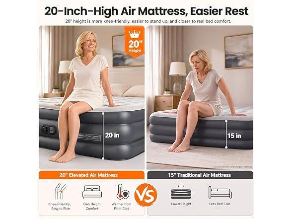 OlarHike Queen Air Mattress 20in 700LBS