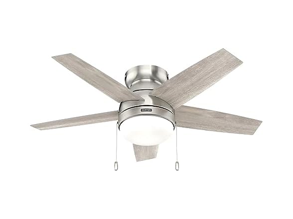 Hunter Ceiling Fan 44 inch Low Profile Brushed Nickel, Refurbished