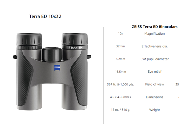 ZEISS Terra ED Binoculars 10x32 Waterproof