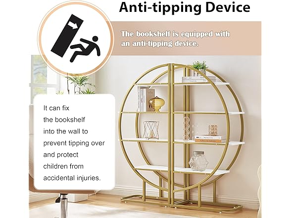 4-Tier L Shaped Bookshelf, Modern Half Moon