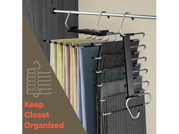 Black Space Saving Pants Hangers 4 Pack