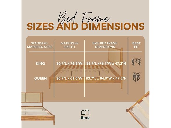 Bme Oliver Headboard Queen Size Bed Frame - 15" Signature