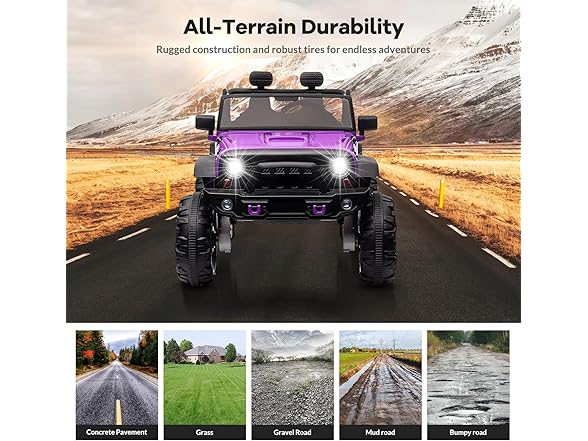 Hipicute 24V 2 Seater Kids Ride On Car, Purple