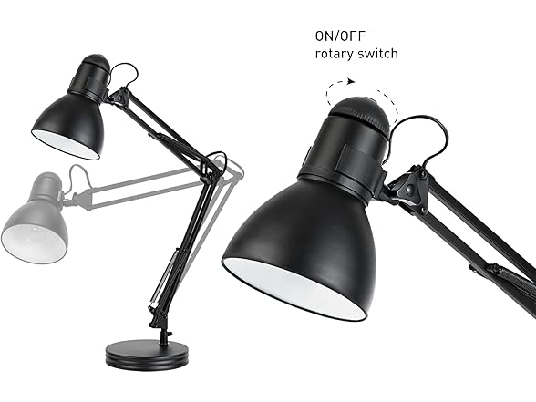 GLOBE Swing Arm Desk Lamp 28in Black