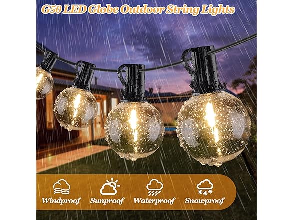 Bosceos 100FT Outdoor G40 String Lights
