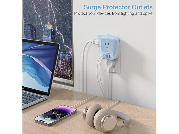 TESSAN Outlet Splitter (4 Outlets, 3 USB)