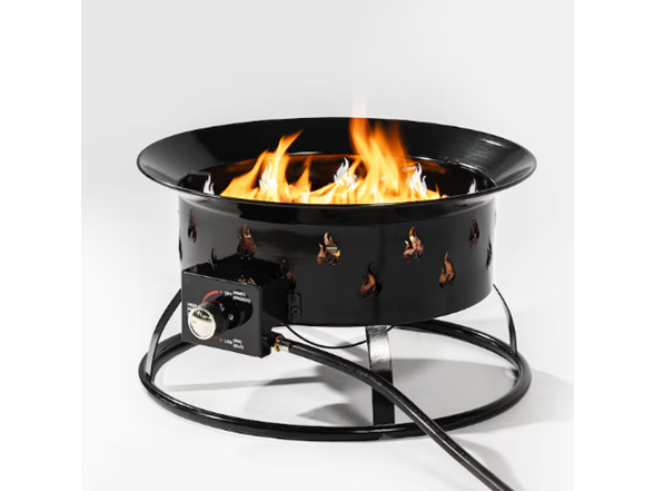 Portable Steel Camping Fire Pit w/ Lava Rock