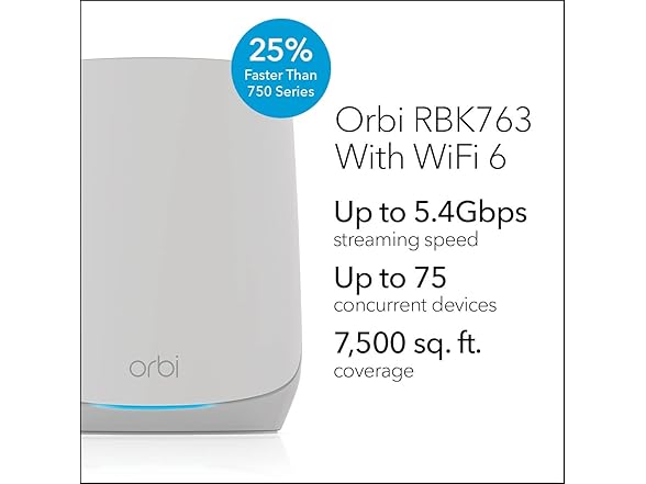Netgear RBK763-100NAR NETGEAR Orbi Whole Home WiFi 6 (Open Box)