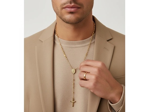 Beaded Rosary w- Medal & Cross