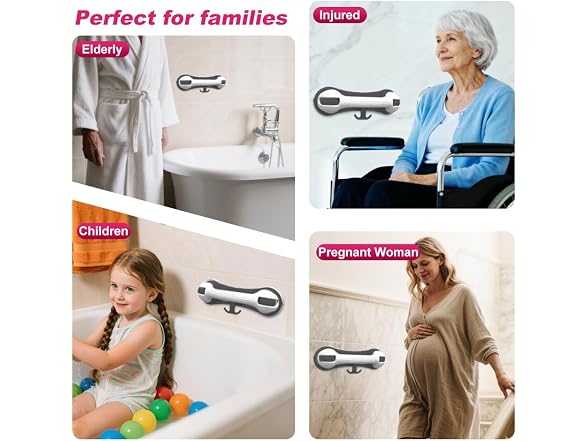 NUONU Grab Bars for Shower,Shower Handle with 3 He