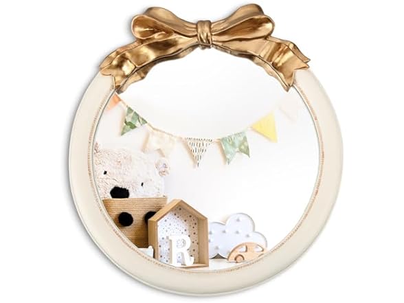18" Wall Mounted Bow Nursery Mirror