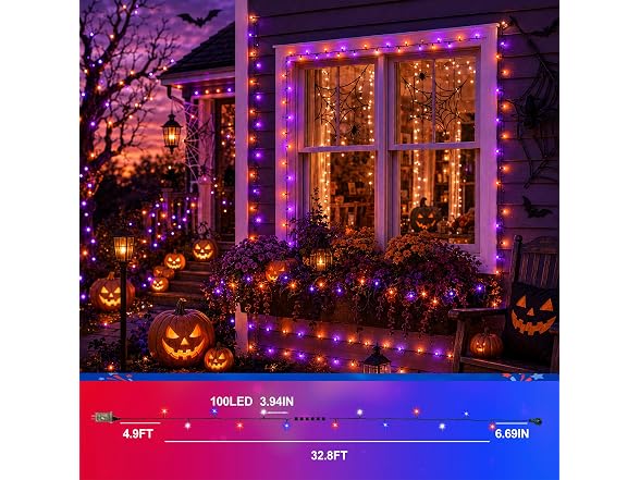 Forlivese 2 Pack 100 LED Halloween Lights