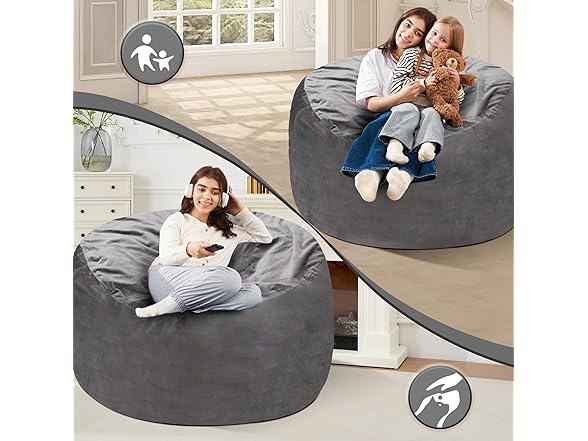 Grey 4 FT Bean Bag Chair
