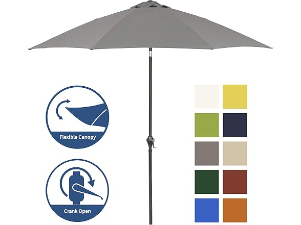 Sunline 9 ft Patio Umbrella with Crank & Pus Taupe