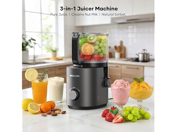 SMALLHOO 3-in-1 Cold Press Juicer 120oz