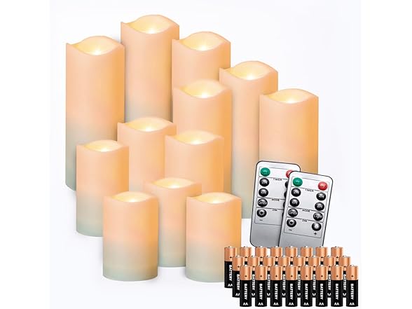 Set of 12 Flameless LED Candles with Remote Control