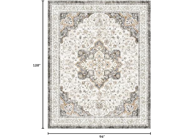 Marsail 8x10 Washable Area Rug, Soft &