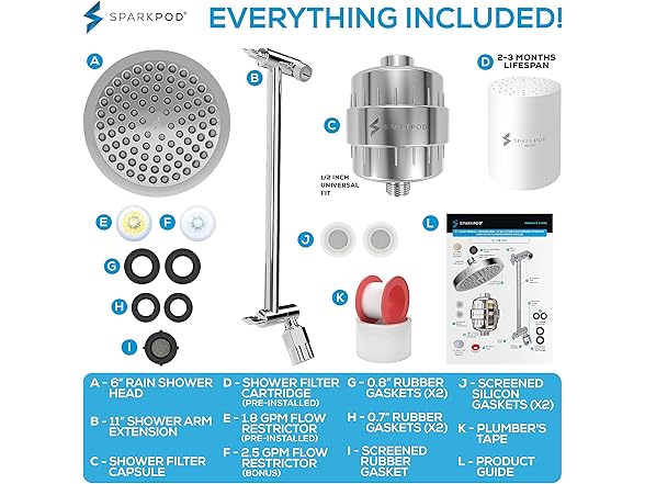 6" Rain Shower Head With 23-Stage Filter
