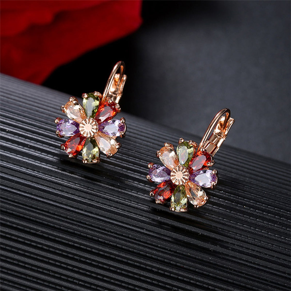 Flower Drop Leverback Earrings - Gallery 5
