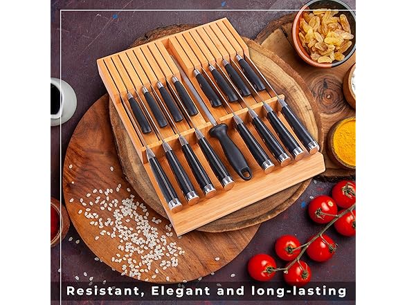 16 Knife Bamboo Drawer Organizer