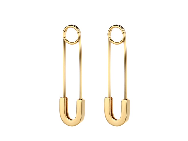 IGT-DAAS-DEBS5867-G 14K Gold Plated Safety Pin Earrings Yellow Gold