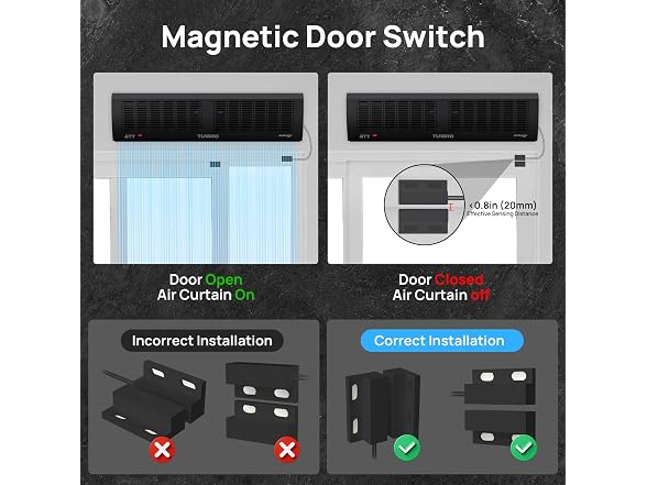 TURBRO 48 in Air Curtain Fan, Black