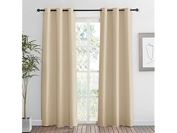 RYB HOME Beige Blackout Curtains 42"x84"