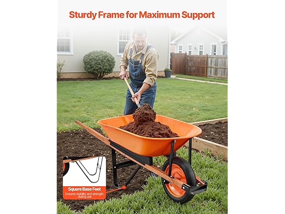 VEVOR Wheelbarrow Cart, 5 Cu. Ft.