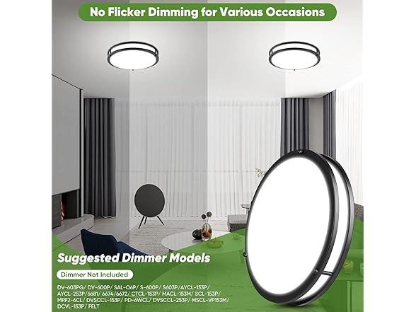 TOBUSA 2-Pack 36W LED Ceiling Lights Black