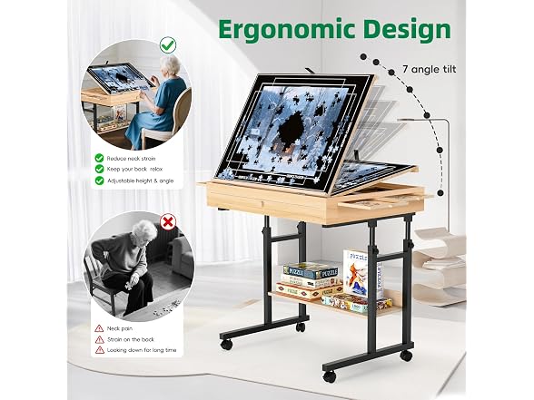 QDKGH Puzzle Table with Drawers