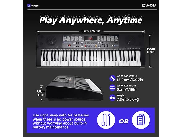 VANGOA Black Electric Keyboard Piano