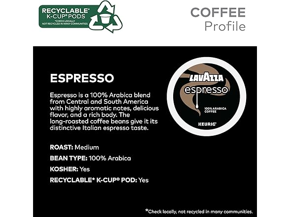 Lavazza Espresso K-Cups, 60ct