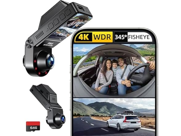 160°+185° Ultra Wide Angle 4K Dash Cam