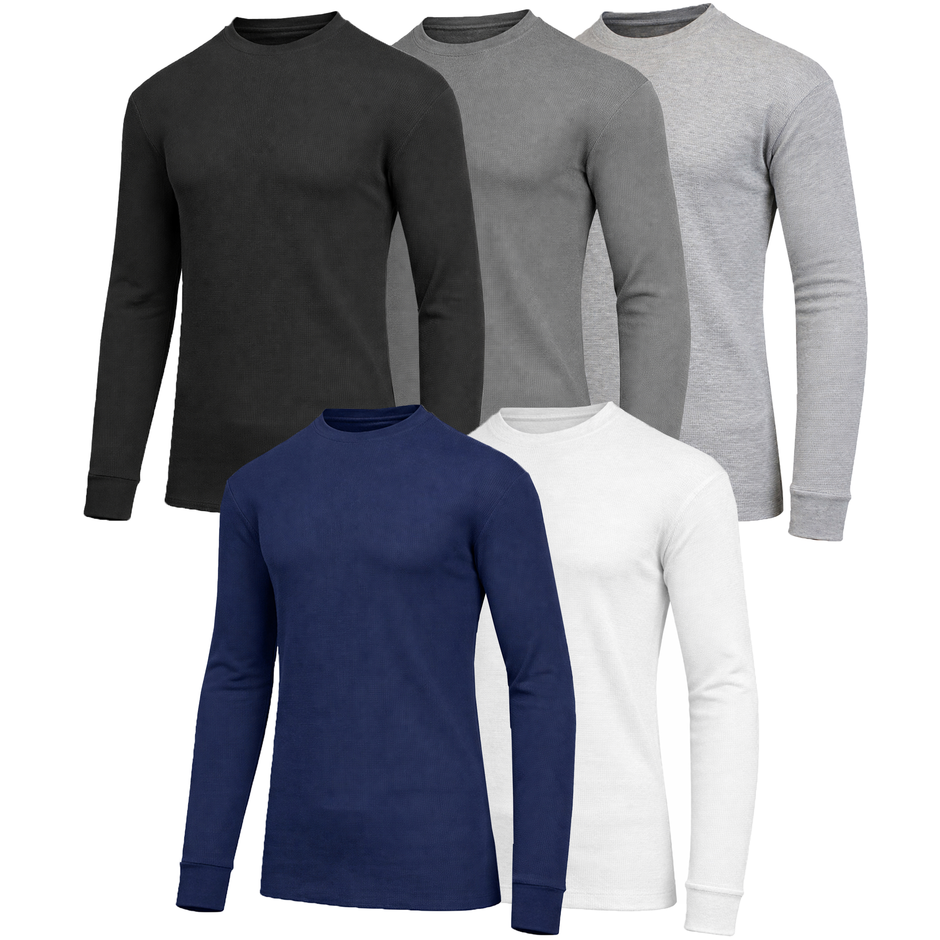 5Pk Mens Waffle-Knit Thermal Shirts - Gallery 7