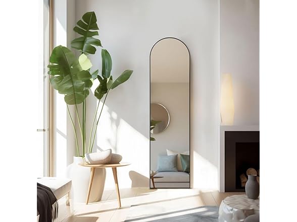 Homee Arched Full Length Mirror, 59"x 16" Black