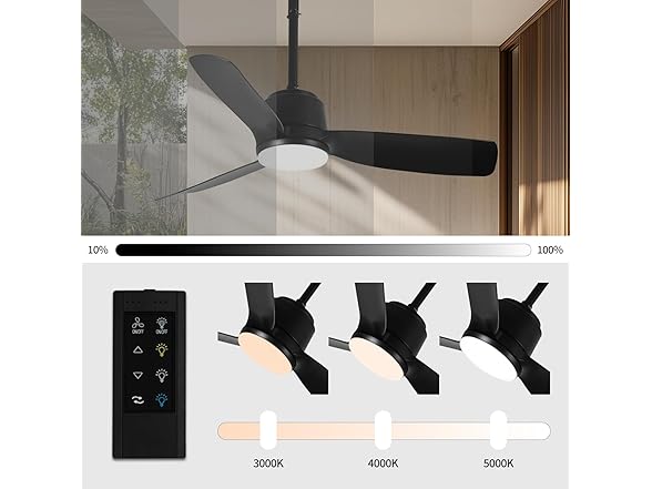 SUTEFAN 44'' Dimmable Outdoor Ceiling Fan - Gallery 4
