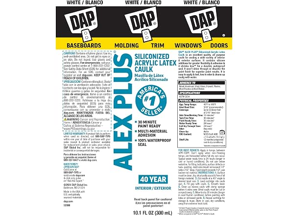 DAP 18152 Alex Plus Caulk 10.1oz White