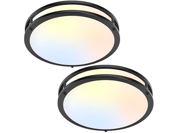 TOBUSA Ceiling Light 12" Matte Black 2PC
