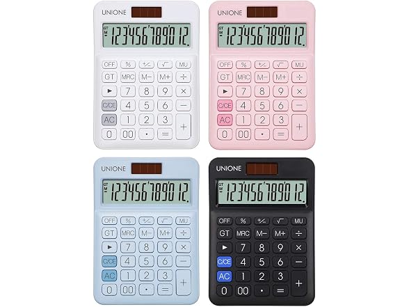 UNIONE Pink Calculator with a Bright LCD