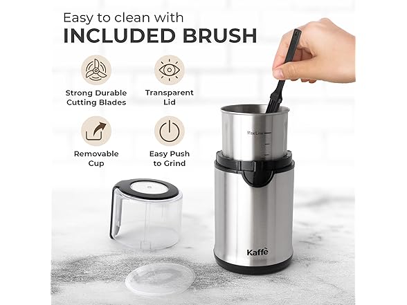 Kaffe Electric Coffee Grinder with Removable Cup (3.5oz)