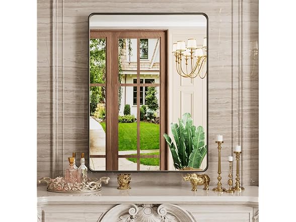 JISOSO 24x32 Inch Bathroom Mirror Black