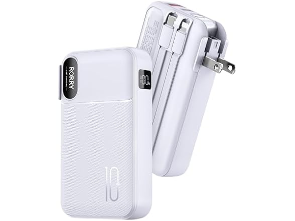 RORRY 10000mAh Power Bank w/ Wall Plug 22.5W