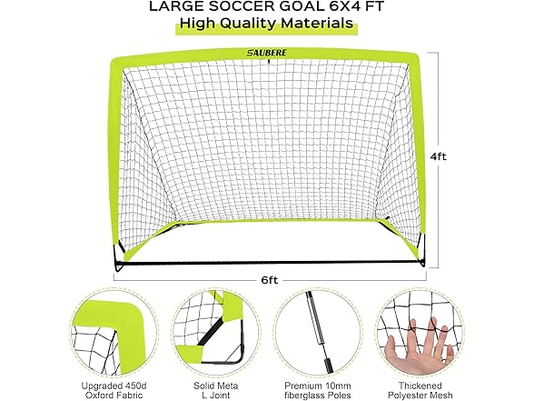 6x4 ft Soccer Goals for Backyard Set of 2