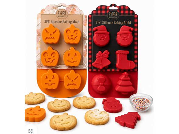 Sugar N Spice Holiday Silicone Baking Molds 4 Pack