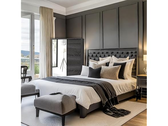 Home Basics Charred Oak Wardrobe Organizer Cabinet