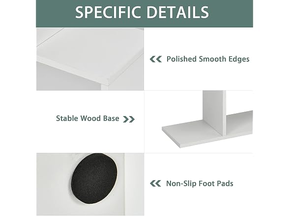 BETTARY 6-Tier S-Shaped Bookshelf White