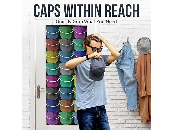24 Pocket Over Door Hat Organizer